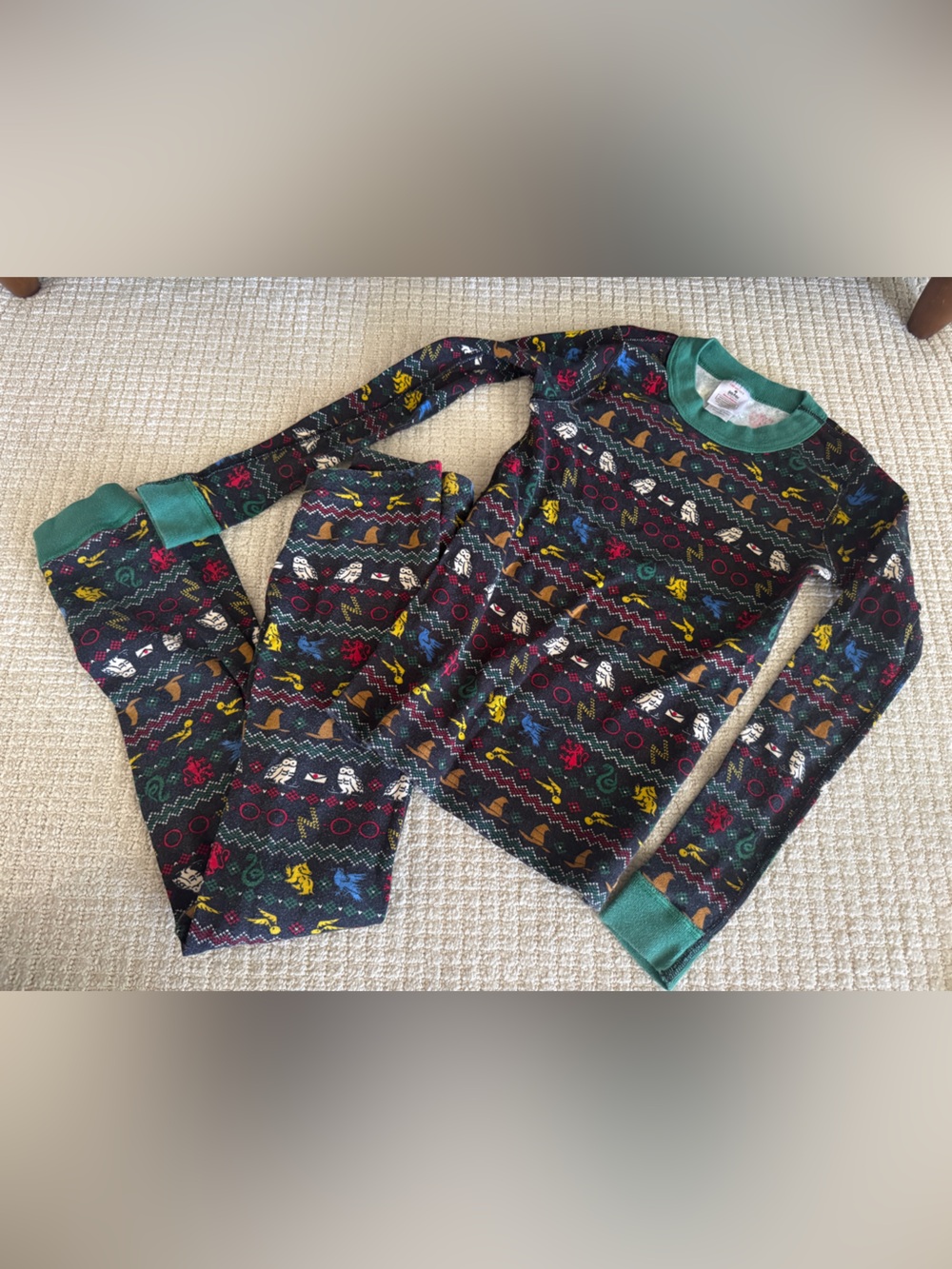 Hanna Andersson Harry Potter Multicolor Patterned Long Sleeve jammies Green Trim